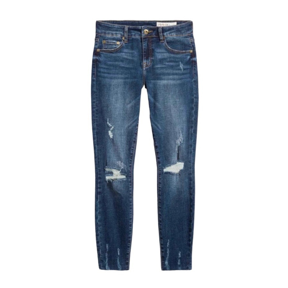 Pistola Distressed Skinny Jeans Women’s 27 Mid-Rise Blue Denim Raw Hem Lanissa